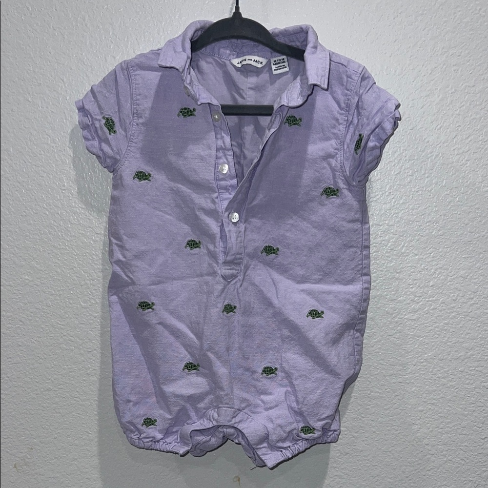 Janie and Jack Lavender Romper with Turtle Design